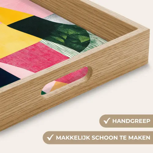 Abstract - Roze - Lappen - Vormen - Geel Dienblad Rechthoek middel -USP_HandgreepNL