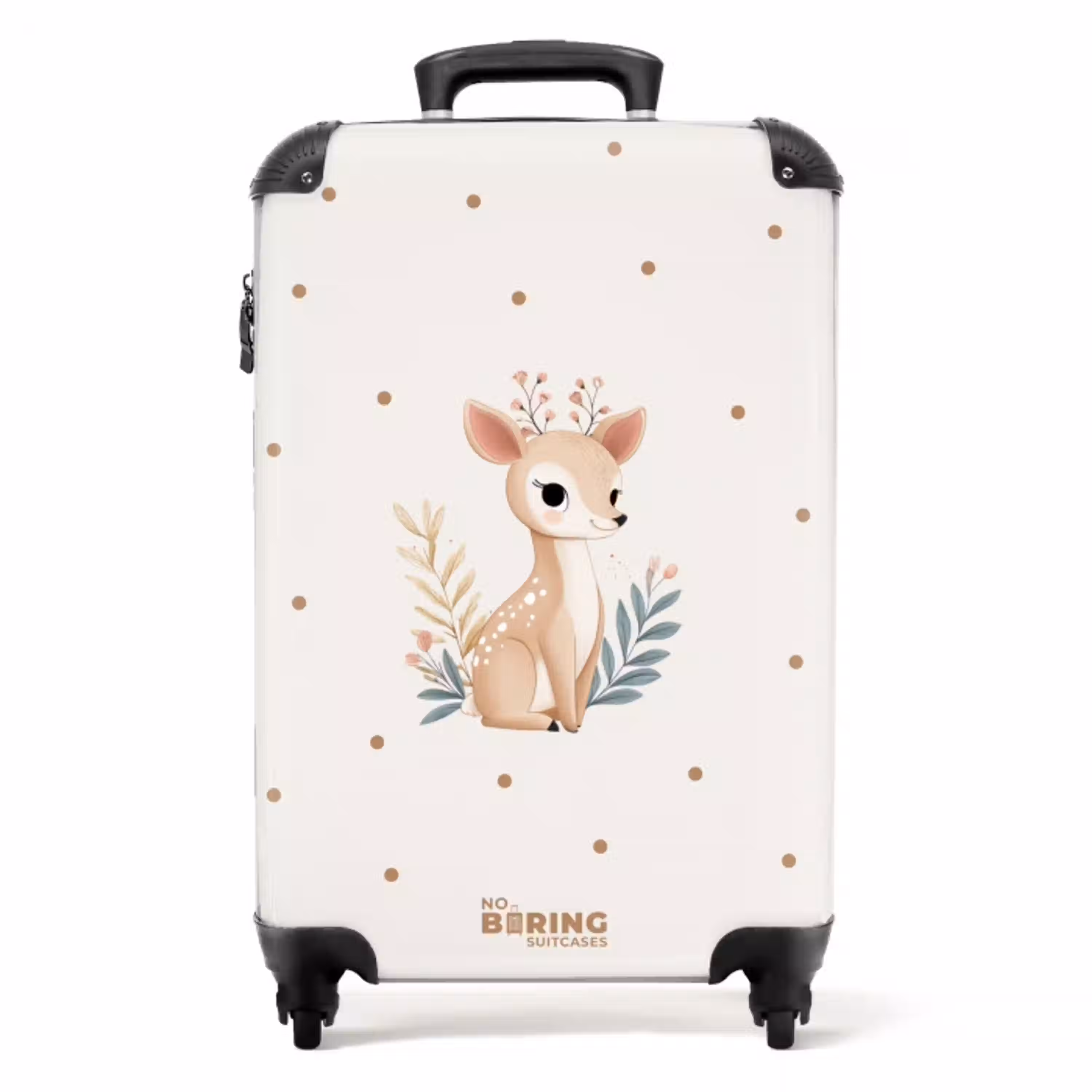 Hertje met planten in een veld vol stippen NBS - Handbagage koffer - Volwassenen Unisex middel -productfoto_recht