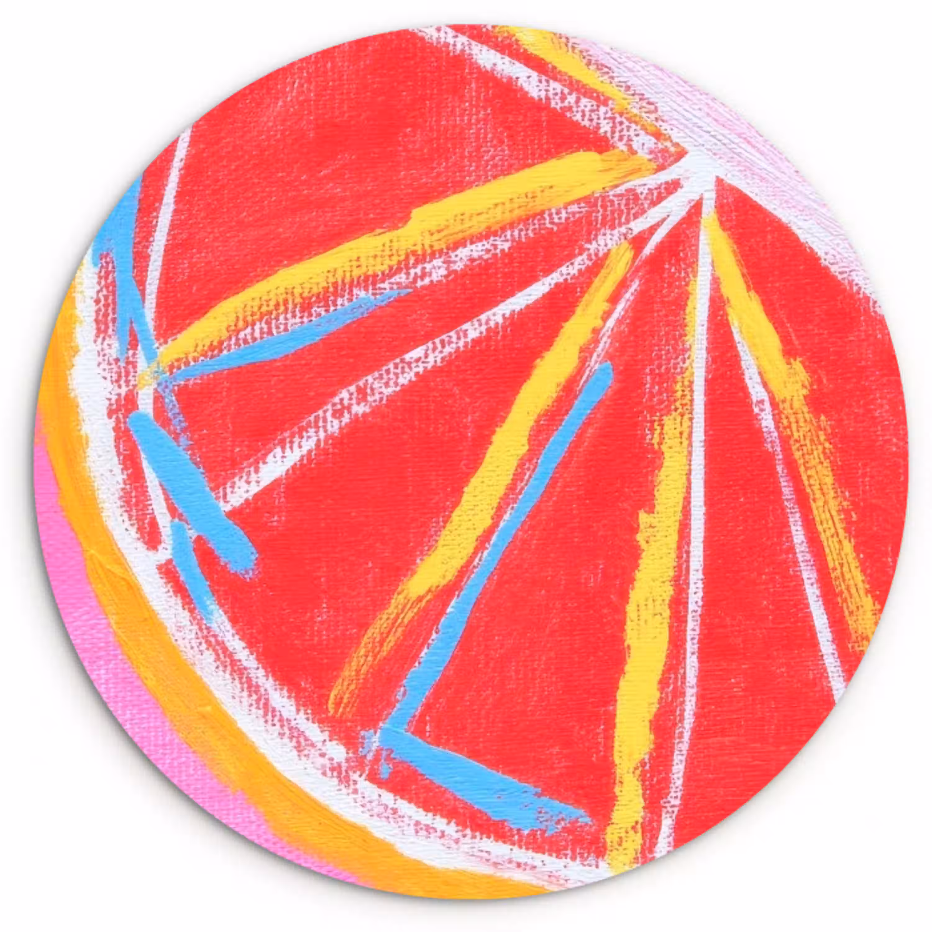 Grapefruit - Geschilderd - Roze - Strepen Wandcirkel plexiglas klein -3d
