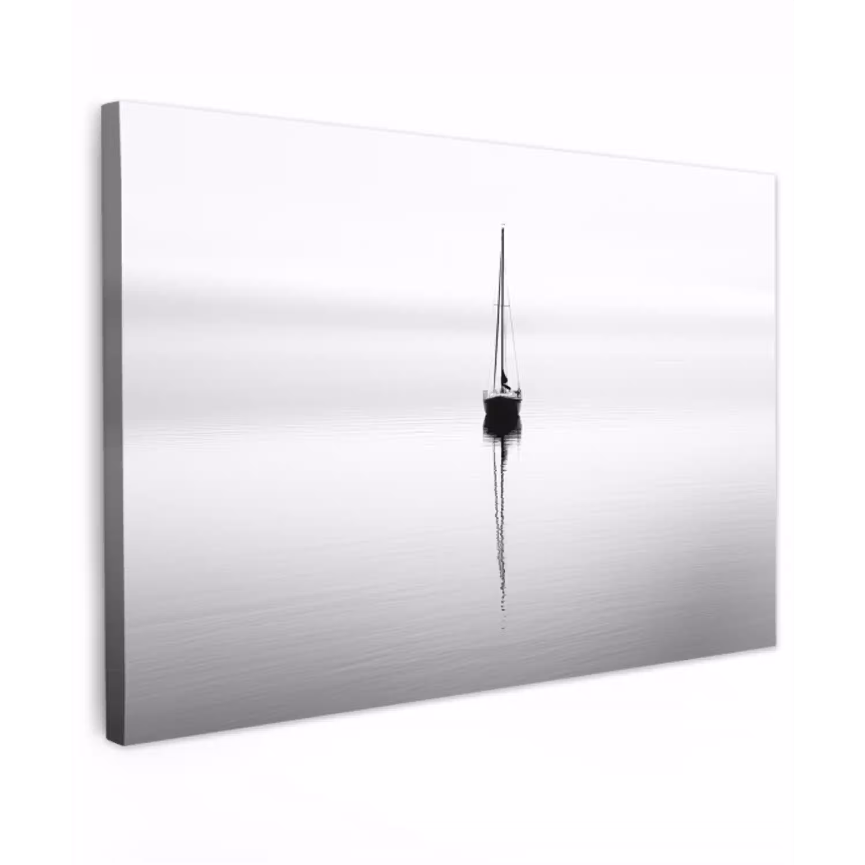 Zeilboot - Zwart - Water - Silhouet canvas 2cm klein -z3d