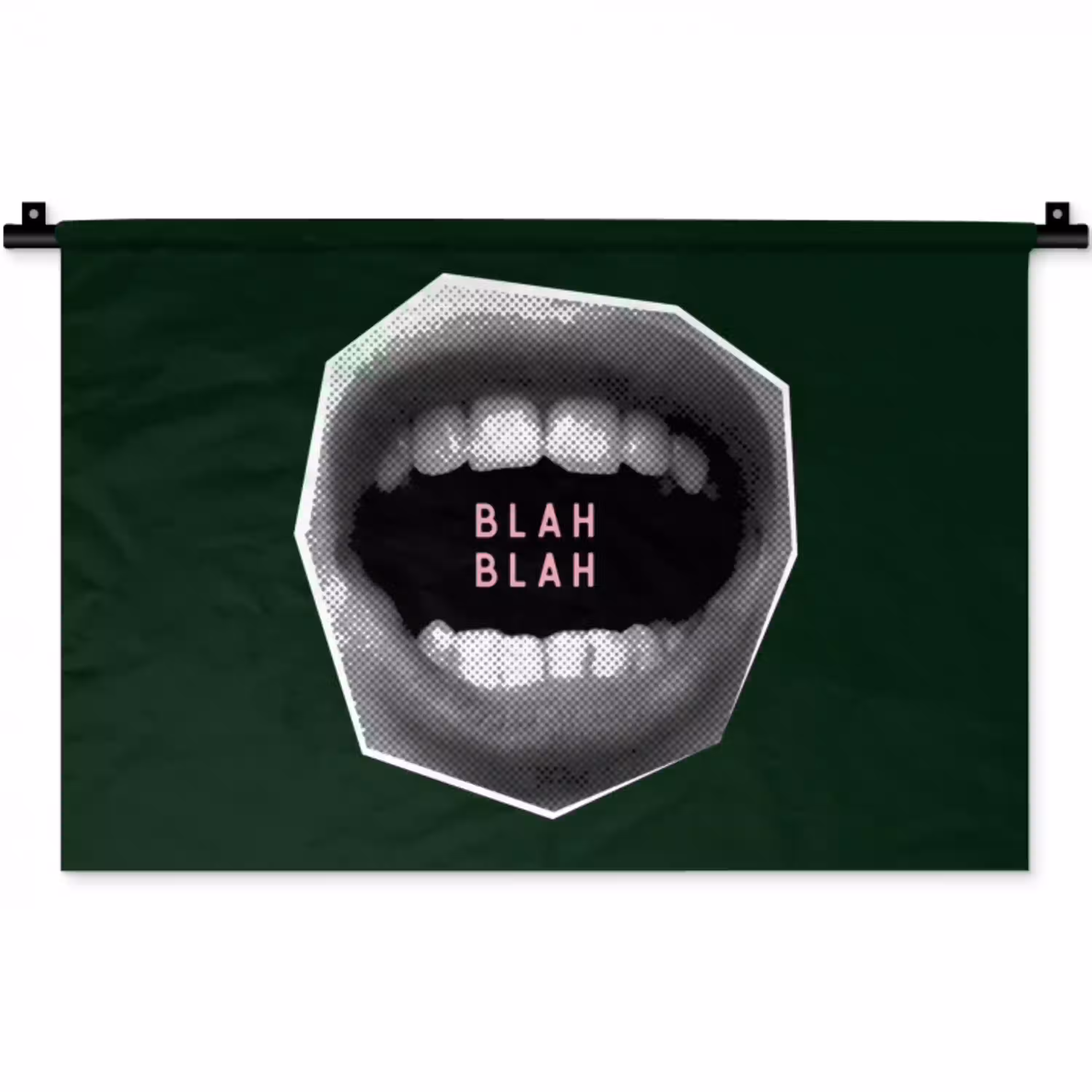 Mond - Groen - Illustratie - BLAH BLAH Wandkleed katoen klein -zz3d