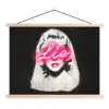 Neon - Letters - Vintage - Vrouw textielposter latten blank klein -3d