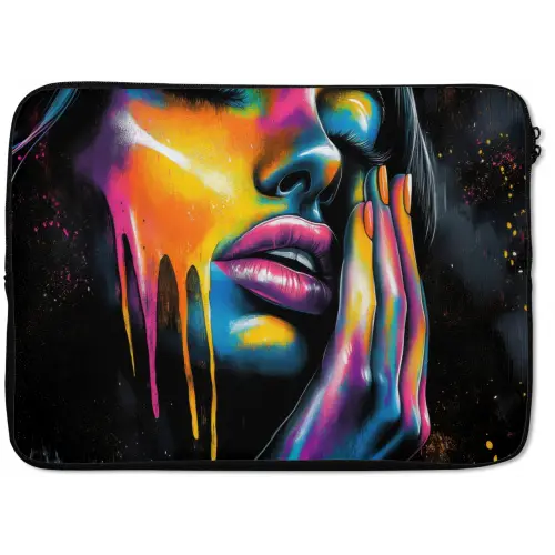Vrouw - Gezicht - Verf - Kunstzinnig laptophoes neopreen klein -zkaufland3dotto