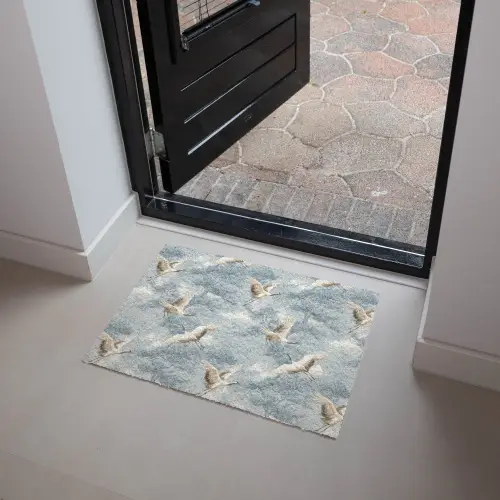Wolken - Kraanvogels - Blauw Deurmat klein 898 -sfeer5