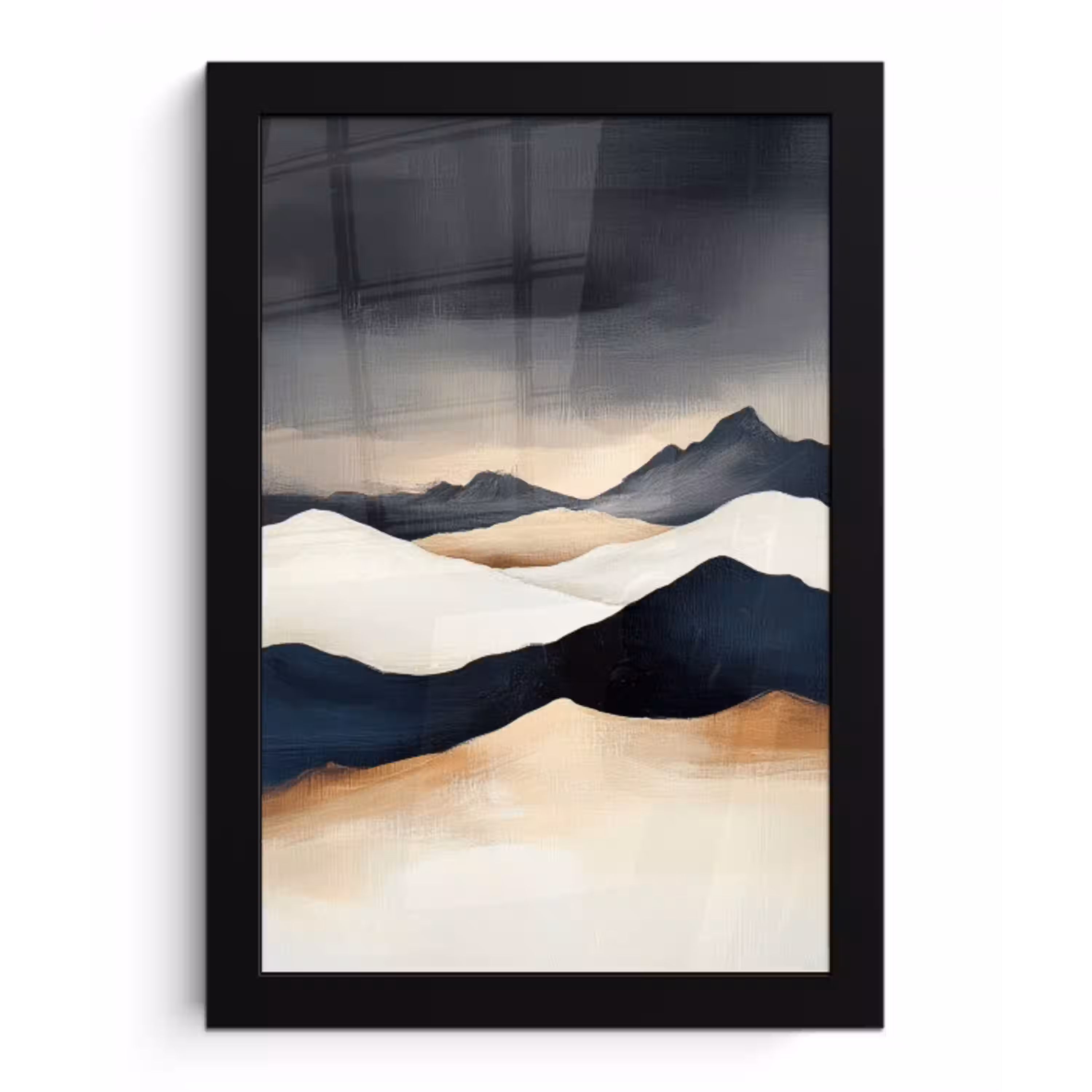 Bergen - Donkerblauw - Landschap fotolijst zwart zonder passe partout klein -3d