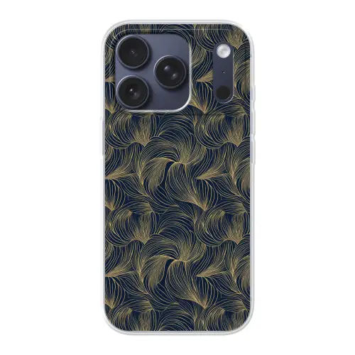 Abstract - Lijnen - Blauw - Goud Telefoonhoesje iPhone 17 Pro klein 878 -3d