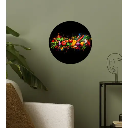 Groente - Eten - Kruiden - Graffiti - Koken Wandcirkel behangsticker klein -sfeer2
