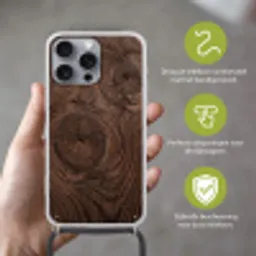 Houtnerf - Textuur - Patroon - Bruin - Rustiek Hoesje iPhone 16 Pro Max met koord klein -sfeer2_NL