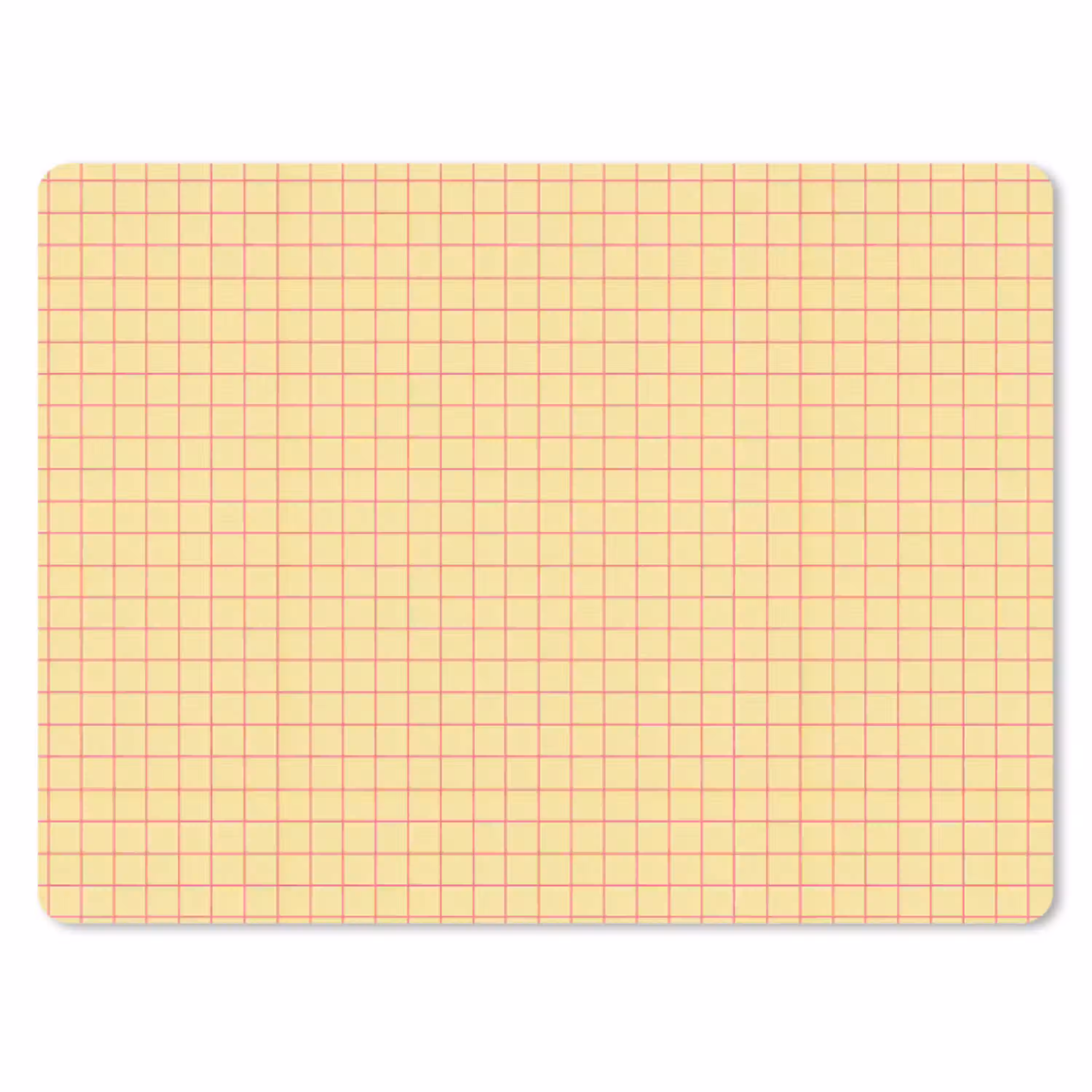 Ruitjes - Grid - Minimalistisch - Geel - Roze muismat rubber klein 262 -3d