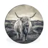 Schotse hooglander - Dieren - Wolken - Koe - Natuur Wandcirkel aluminium klein -3d