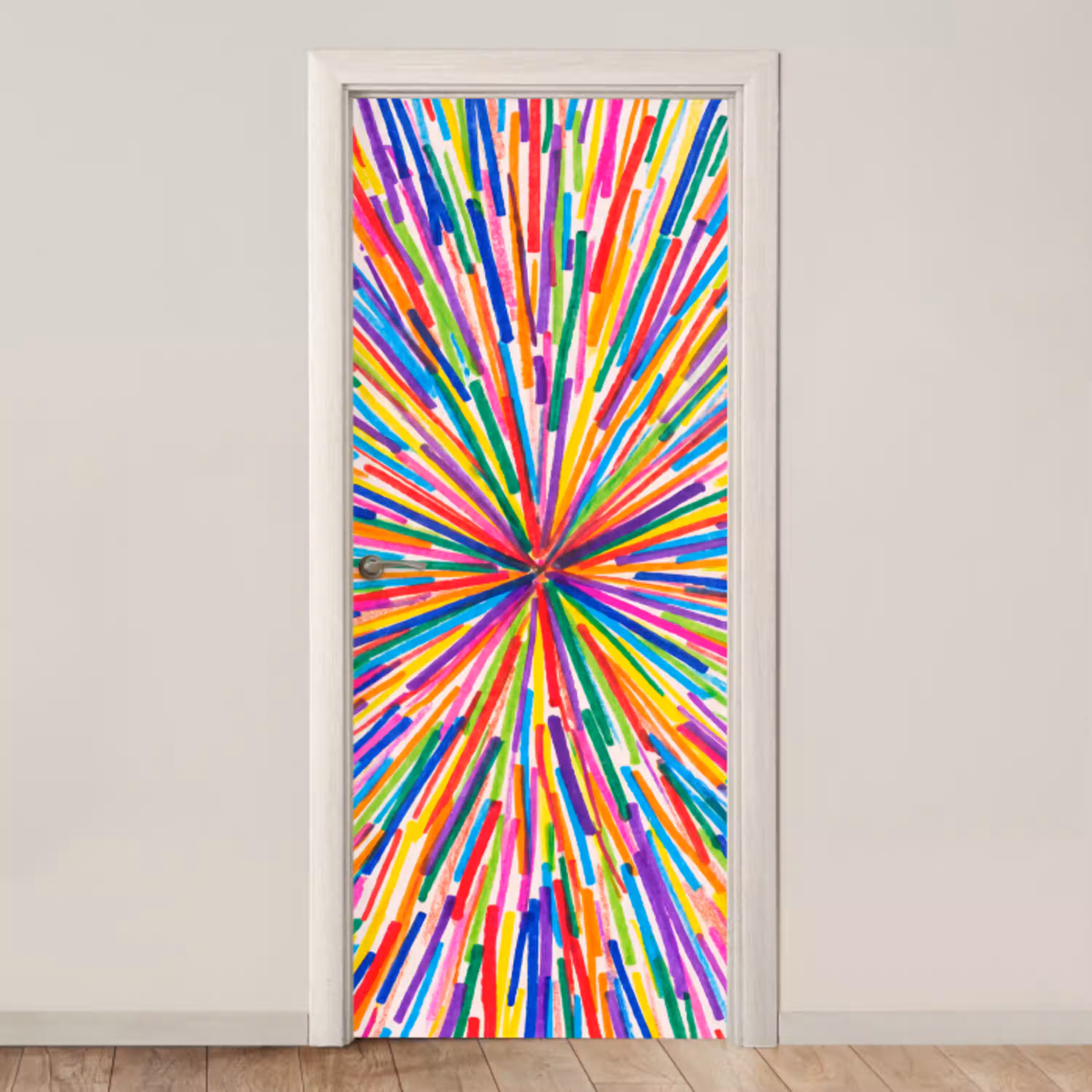 Lijnen - Kleurrijk - Abstract deurposter klein -3d_beige