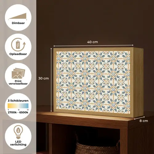 Patroon - Klassiek - Kleurrijk Light Box met batterij (Wandlamp) middel 907 -USP_websiteoverzichtNL
