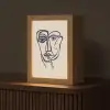 Minimalistisch - Lijnillustratie - Beige - Donkerblauw Light Box met kabel (Tafellamp) klein -z3d_website