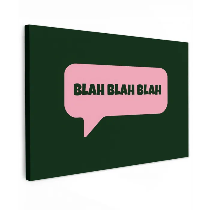 Tekstwolk - BLAH BLAH BLAH - Roze Tuinposter op houten frame 2 cm dik klein -3d