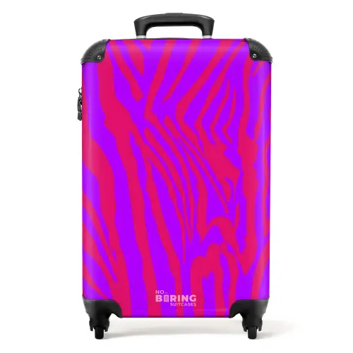 Zebrastrepen in rood en paars met moderne flair NBS - Handbagage koffer - Kinderen Unisex middel -productfoto_recht