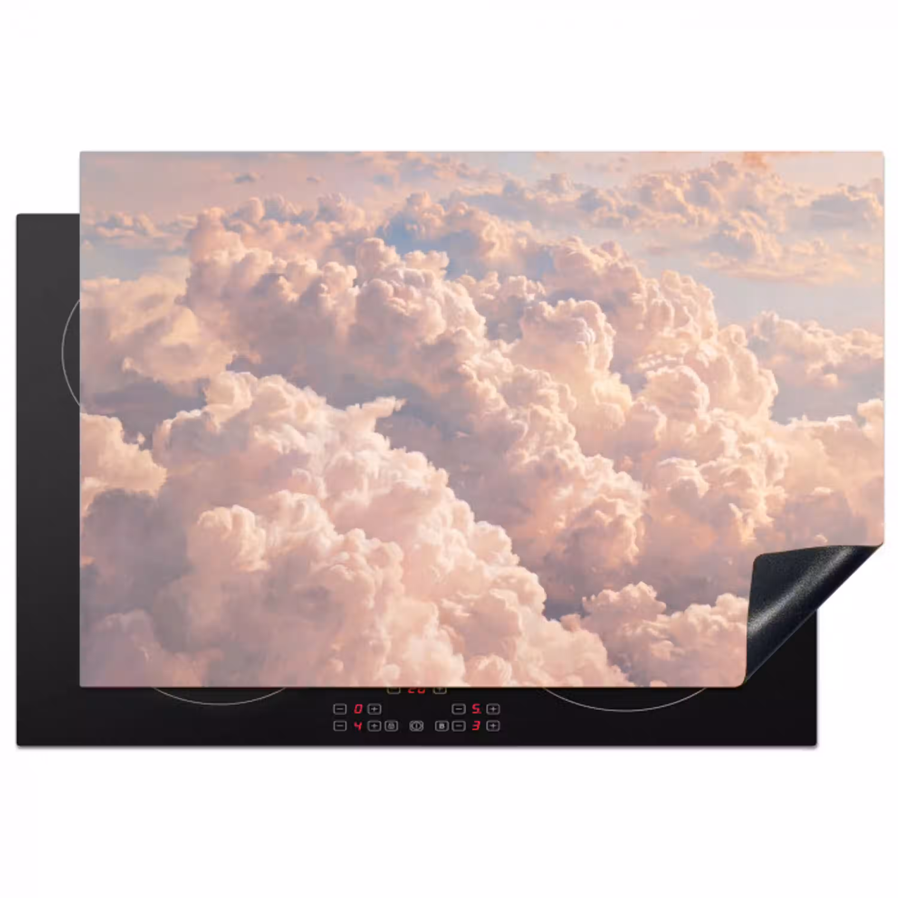 Wolken - Zonsondergang - Natuur - Pastel - Roze Inductie beschermer vinyl 3mm klein -3d