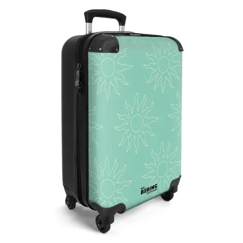Patronen - Zonnestralenpatroon op mintgroene achtergrond NBS - Handbagage koffer - Kinderen Unisex middel -productfoto_3d