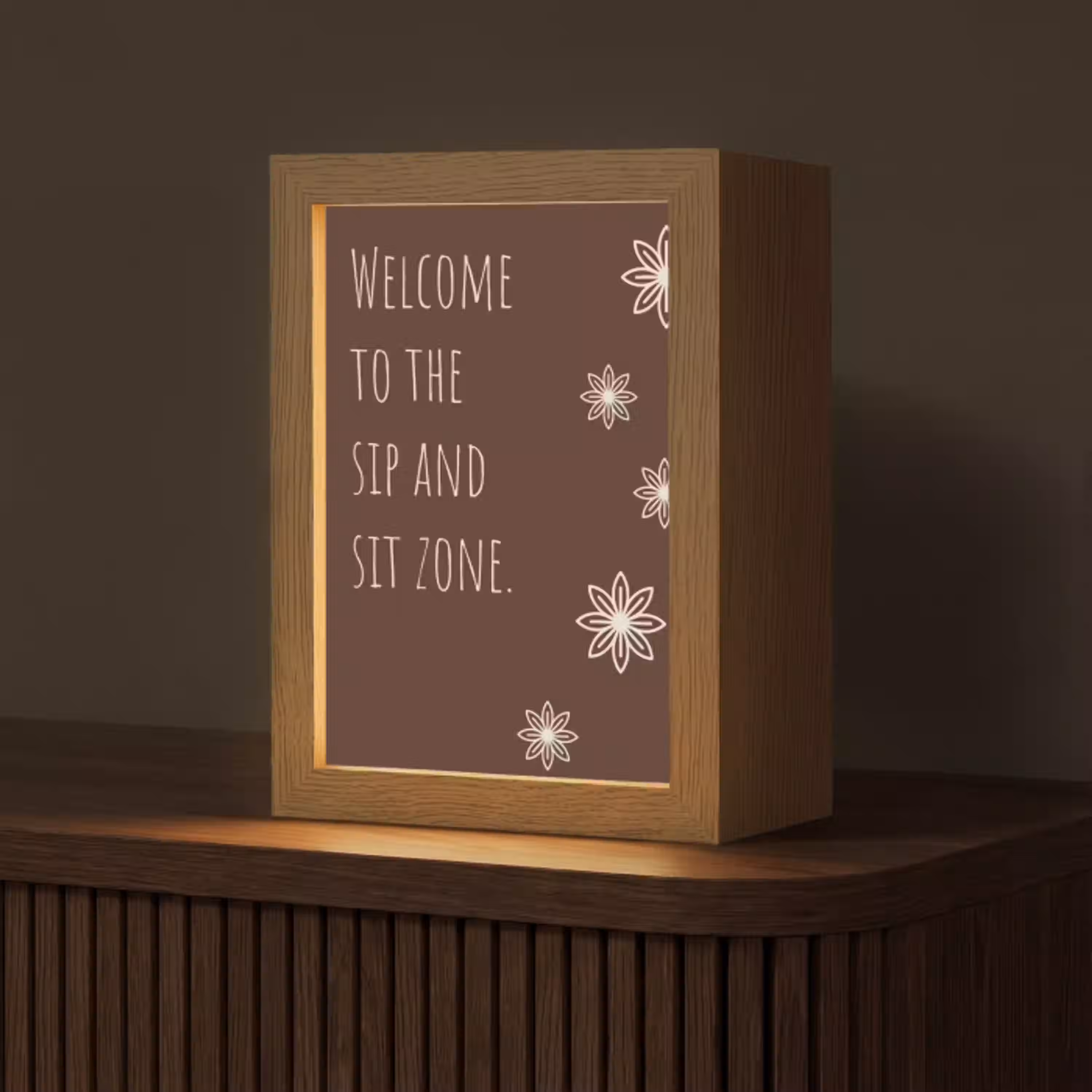 Bruin - Quote - Bloemen - Zomer Light Box met kabel (Tafellamp) klein -z3d_website