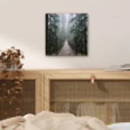 Brug - Bos - Mist - Natuur aluminium wit klein -sfeer3
