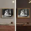 Hond - Bulldog - Pasta - Bril - Stoer - Dieren Light Box met batterij (Wandlamp) middel -sfeer3