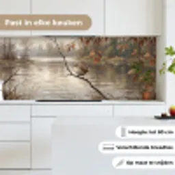 Winterkoninkje - Tak - Rivier - Natuur - Sfeervol keuken achterwand 2 middel -sfeer4_NL