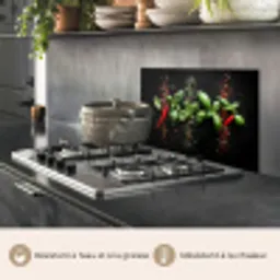 Chilipepers - Basilicum - Blaadjes - Rood keuken achterwand spatscherm klein -usp_FR