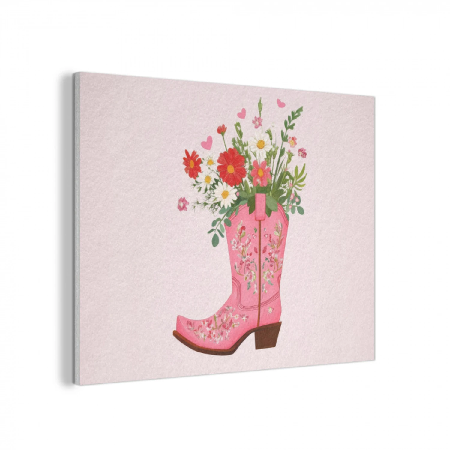 Cowboylaarzen - Roze - Boeket - Bloemen PET vilt klein -3d