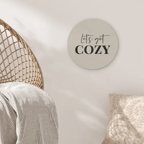 Beige - Winter - Quote - Cozy Akoestische PET Vilt - Rond klein -sfeer4