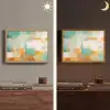 Kunst - Abstract - Blauw - Wit Light Box met batterij (Wandlamp) middel -sfeer3