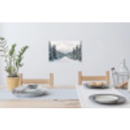 Weg - Sneeuw - Naaldbos - Winter - Avontuurlijk Muursticker klein -eettafel