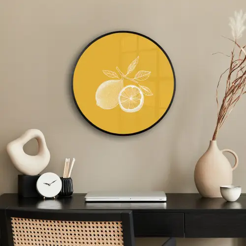 Citroenen - Illustratie - Minimalistisch - Geel Fotolijst rond zonder passe partout klein -sfeer1