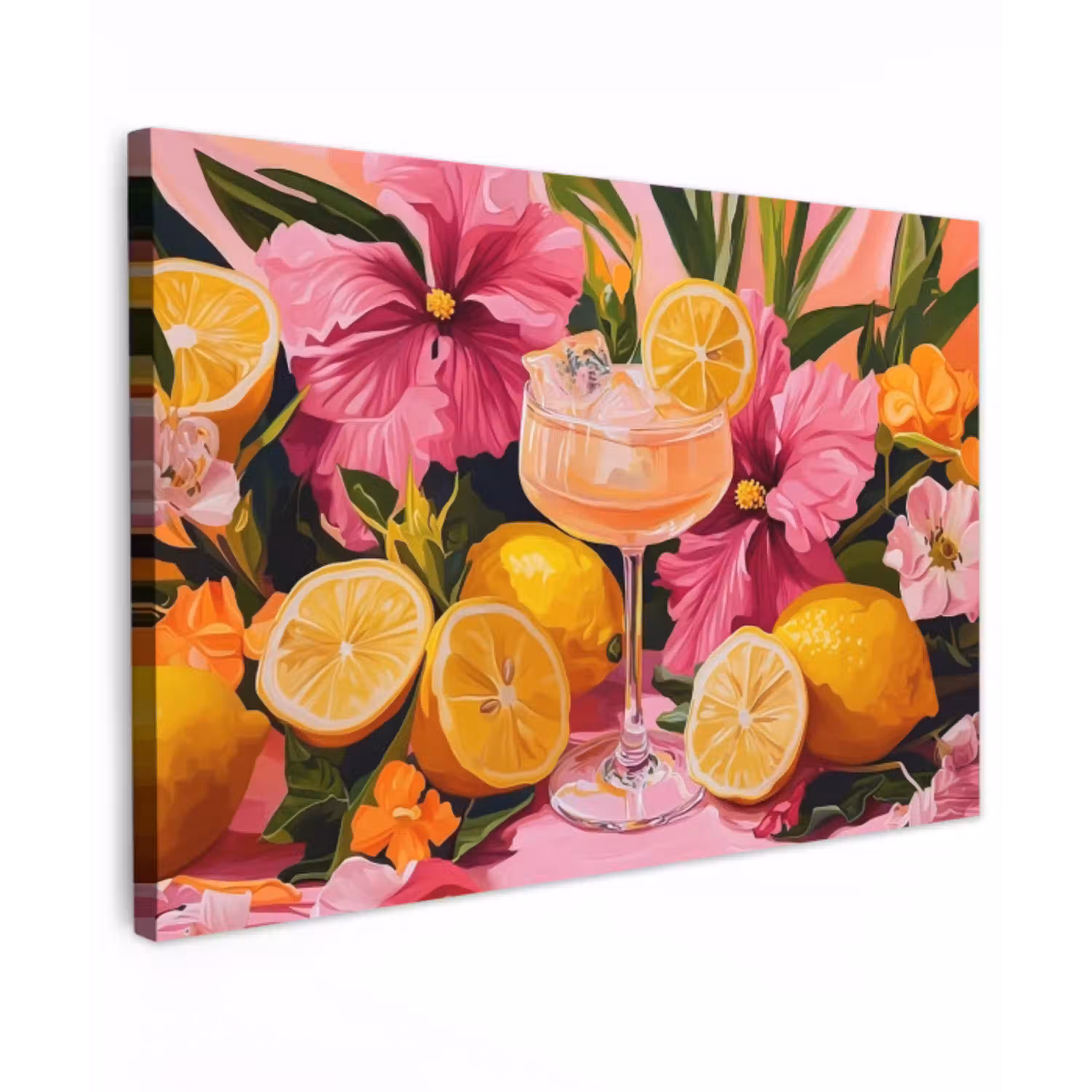 Drink - Bloemen - Yellow canvas 2cm klein -z3d