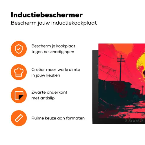 Straat - Verlaten - Schedel - Geel Inductie beschermer vinyl 3mm klein -zzzzzzz-td-ups