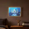Taj Mahal - Ramadan - Blauw - Islamitische Light Box met batterij (Wandlamp) middel -sfeer4
