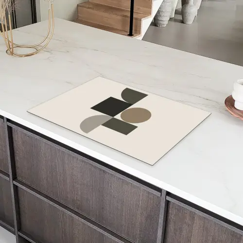 Aardetinten - Abstracte compositie - Eenvoudige vormen Inductie beschermer vinyl 3mm klein -sfeer8