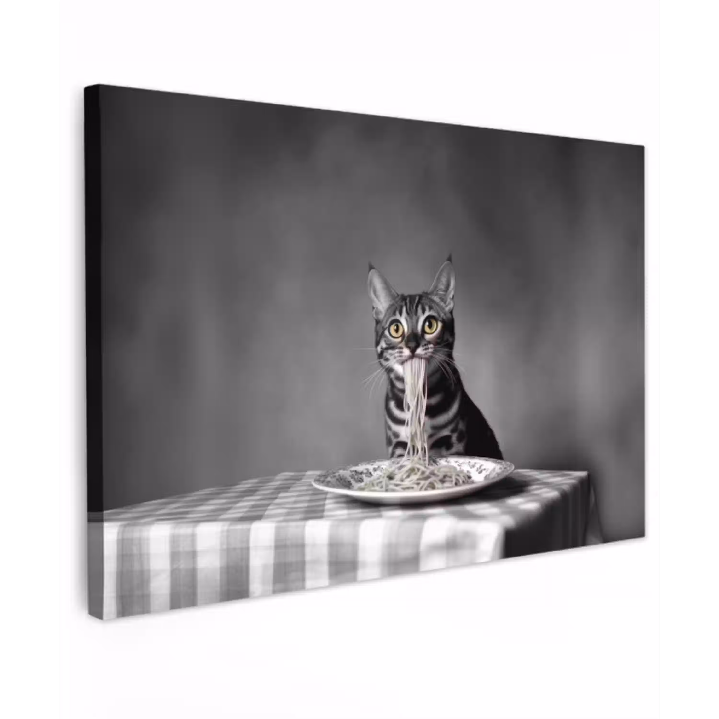 Bengaal - Kat - Tafelkleed - Zwart - Wit - Dier Tuinposter op houten frame 2 cm dik klein -3d