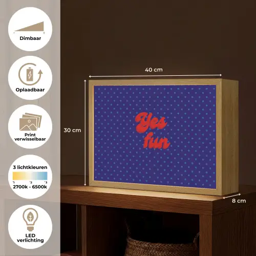 Yes fun - Rood - Blauw - Stippen Light Box met batterij (Wandlamp) middel -USP_websiteoverzichtNL