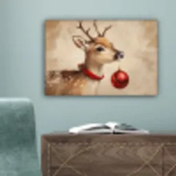 Kerst - Hert - Gewei - Kerstbal - Rendier canvas 2cm klein -sfeer4