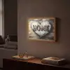 Home - Hart - Houtlook - Liefde Light Box met batterij (Wandlamp) middel -sfeer1