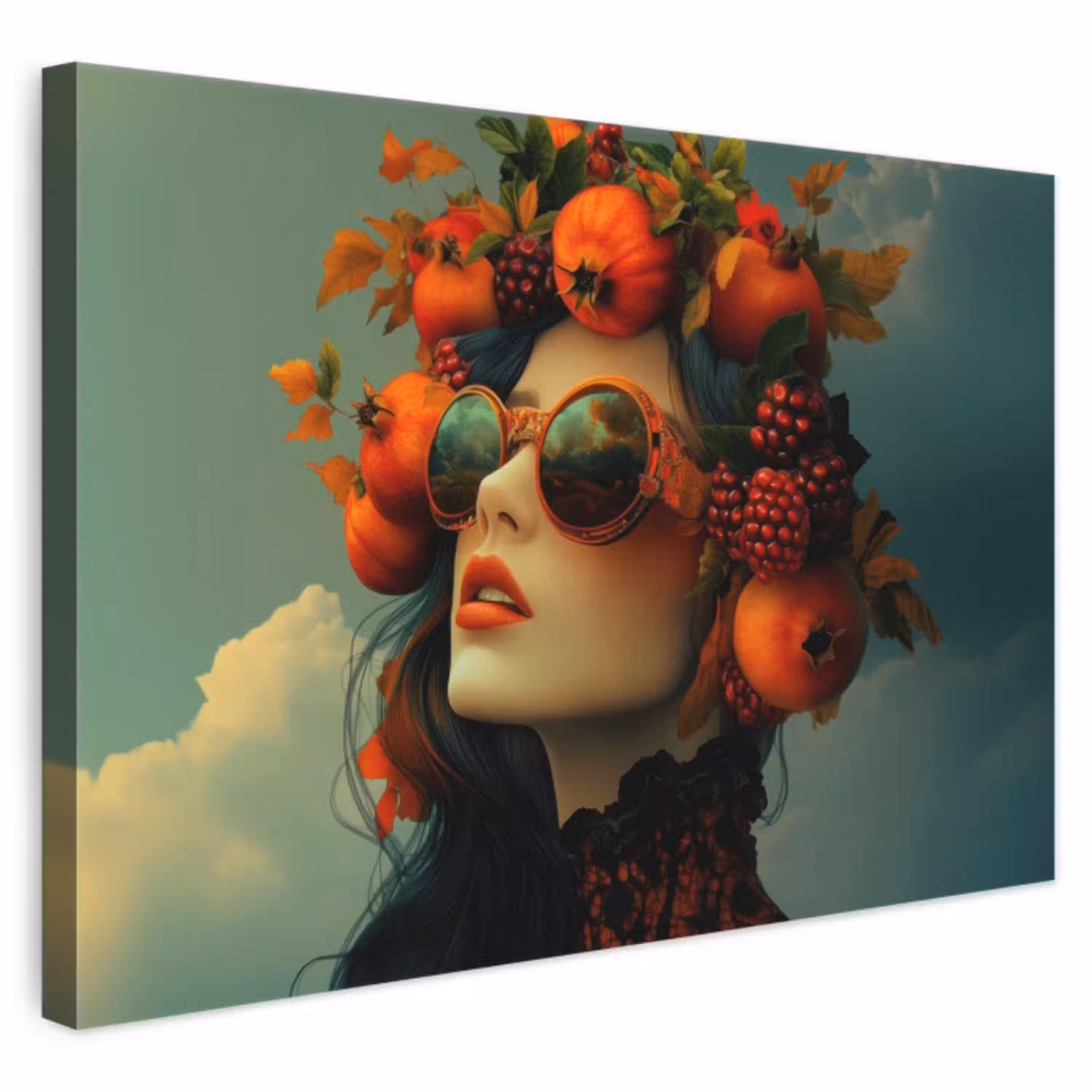 Vrouw - Granaatappel - Herfst - Zonnebril canvas 2cm klein -3d