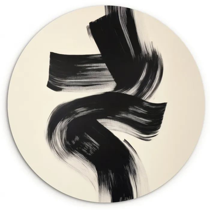Strepen - Zwart - Abstract Wandcirkel plexiglas klein -3d