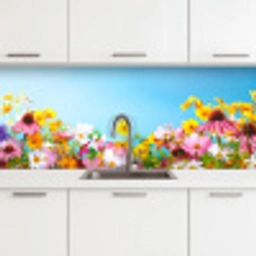 Bloemen - Kleurrijk - Blauw - Natuur keuken achterwand 2 middel -3d