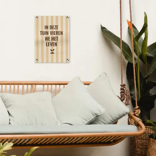 Tuin - Quote - Strepen - Zomer tuinposter los doek klein -sfeer7
