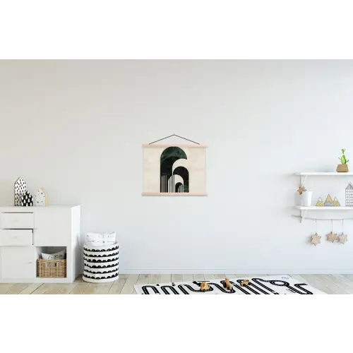 Bogen - Donkergroen - Lijnen textielposter latten blank klein -kinderkamer