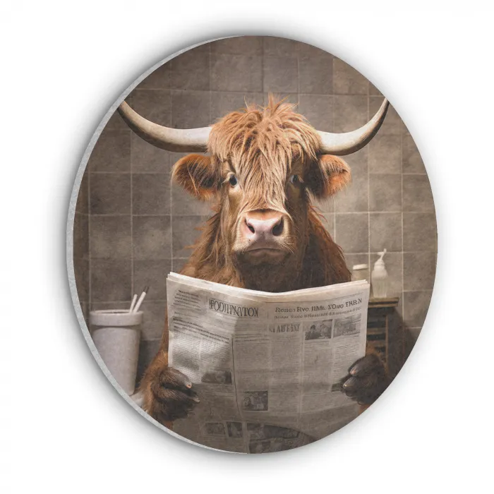 Schotse hooglander - Krant - Toilet Akoestische PET Vilt - Rond klein -3d