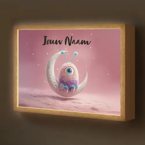 Maan - Monster - Roze Light Box met batterij (Wandlamp kind) middel -z3d_website