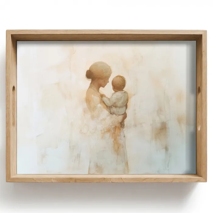 Kind - Moeder - Waterverfschilderij Dienblad Rechthoek middel -z3d_shopping