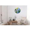 Bloemetjes - Blauw - Vergeet mij nietjes Wandcirkel aluminium klein -woonkamer