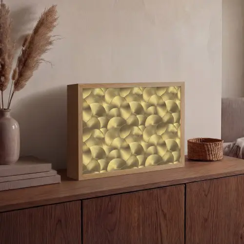 Modern - Cirkel - Goud Light Box met batterij (Wandlamp) middel 907 -sfeer2