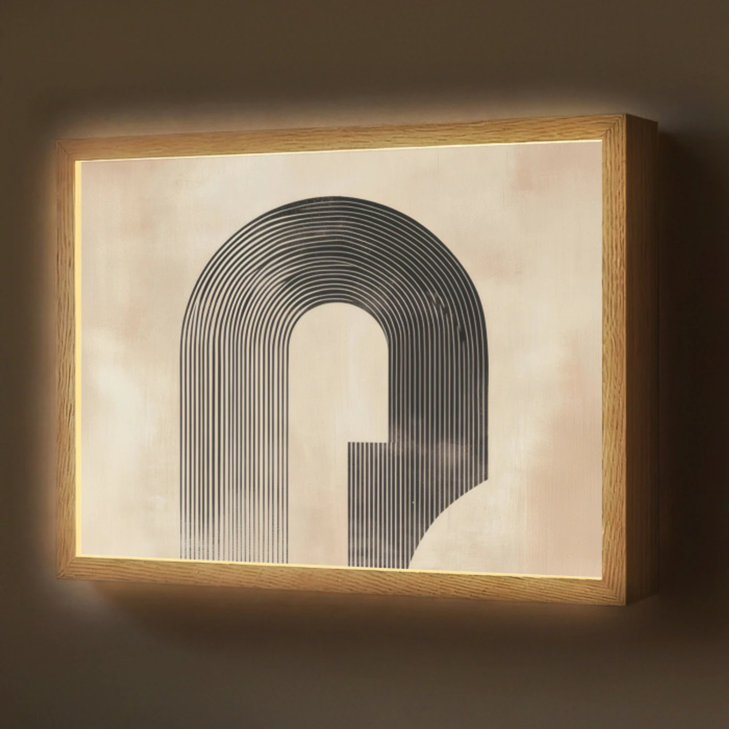 Boog -  Strepen - Minimalistisch - Zwart Light Box met batterij (Wandlamp) middel -z3d_website